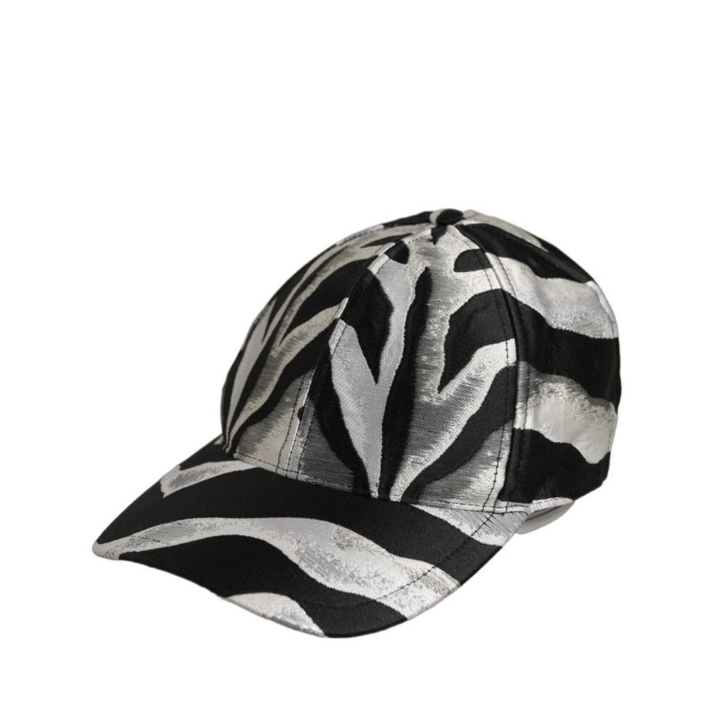 Dolce & Gabbana Men Black Silver Zebra Pattern Baseball Cap Men's Hat